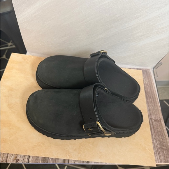 UGG Black Mules with Gold Buckle - Picture 3 of 5